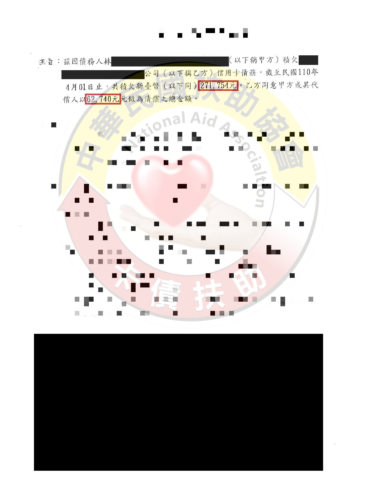 台南林小姐/271,754元/以2.31折一次結清優惠清償