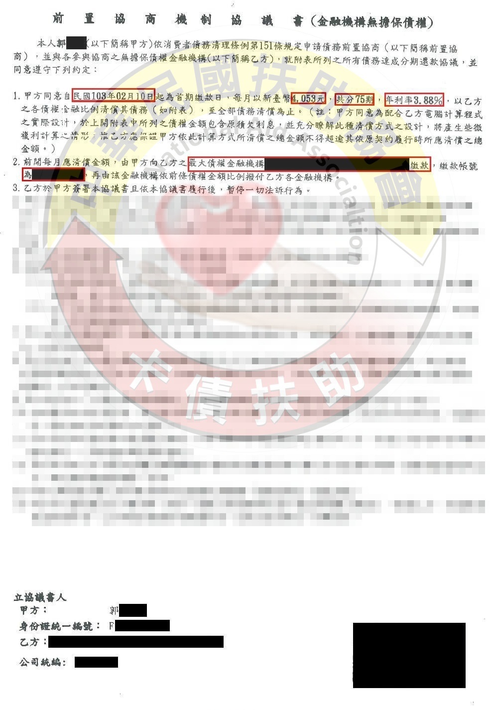 台北郭先生-協商成功依75期3.88%月付4,053元