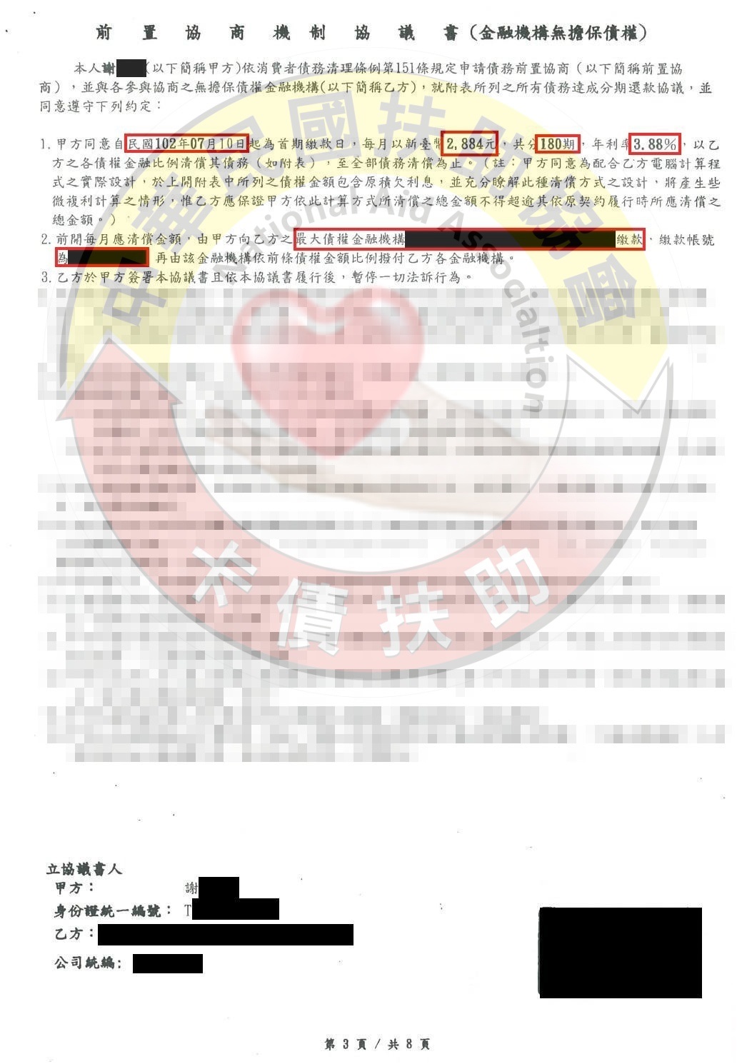 台南謝先生-協商成功依180期3.88%月付2,884元